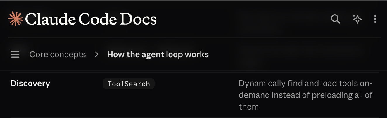 ToolSearch tool from Claude Code